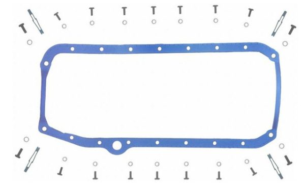 V8 OIL PAN GASKET FULL SEAL W/BOLTS 2 PC REAR MAIN