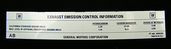 350 CAL WINDSHIELD EMISSION DECAL