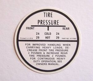 TIRE PRESSURE DECAL SS350