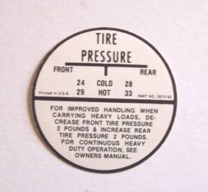 TIRE PRESSURE DECAL