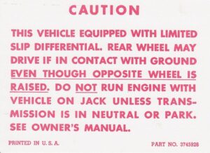 POSITRACTION WARNING DECAL